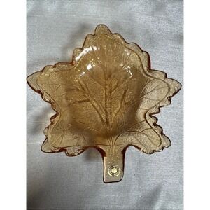 Westmoreland Glass Amber/ Orange Colored Leaf/ Autumn Candy Dish